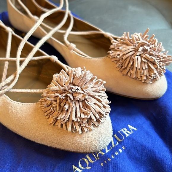 Aquazzura Suede Pom Pom Ballet Flats - Picture 5 of 5